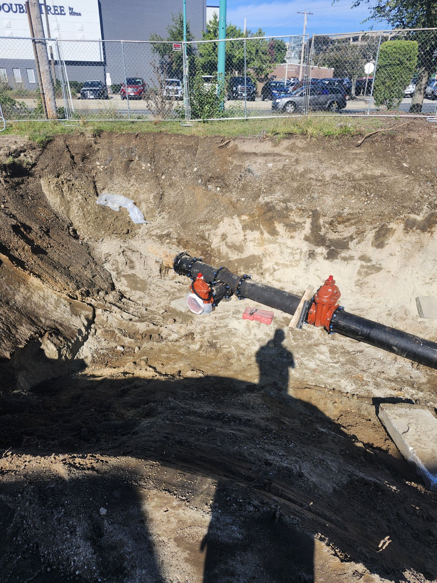 Underground utility installation with fire hydrant